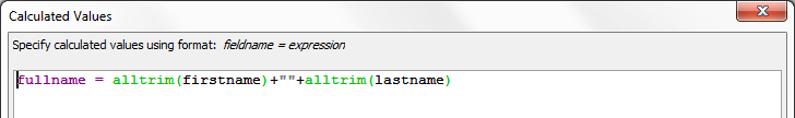 A new fullname field being generated from first and last names